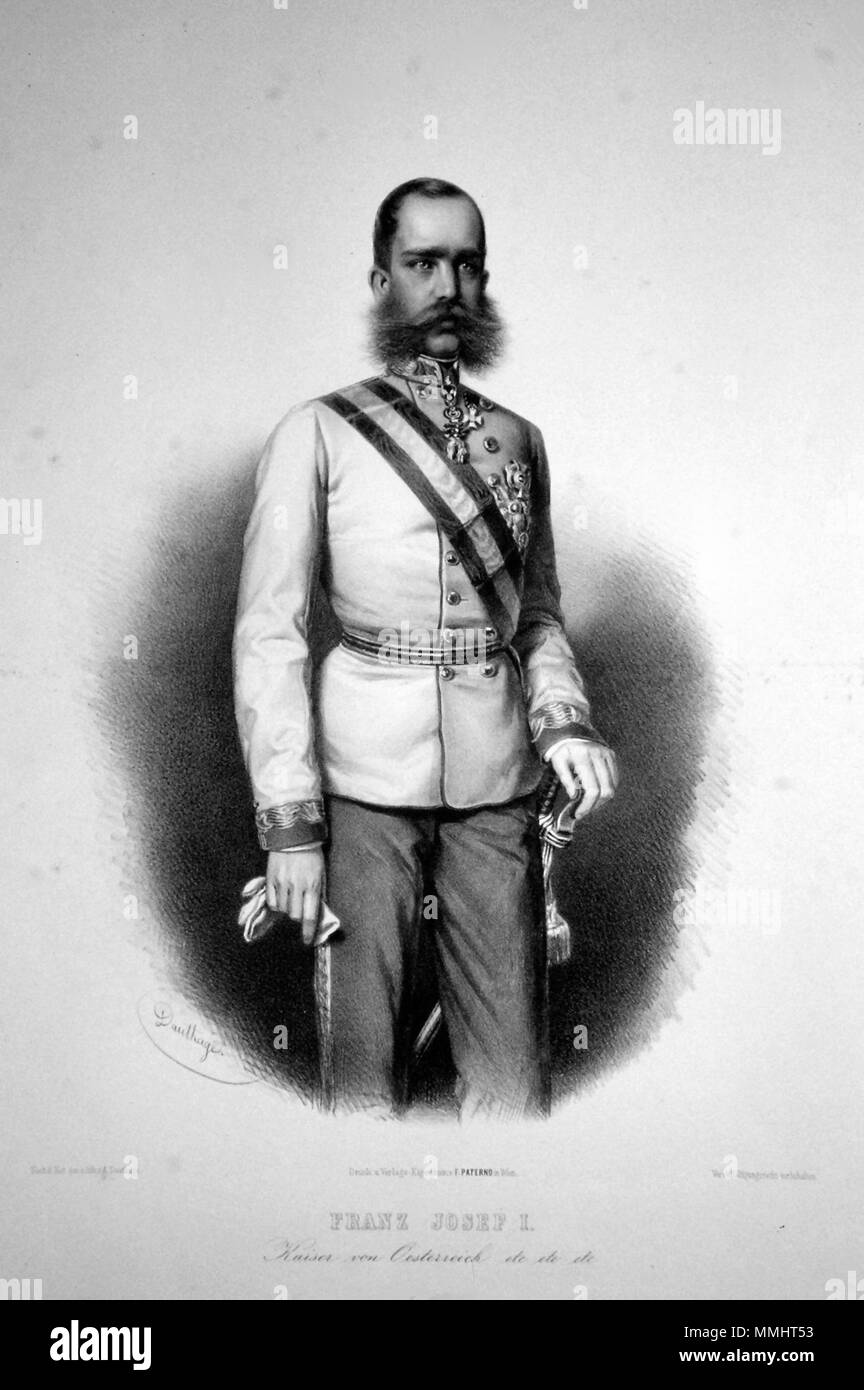 . Deutsch : Franz Joseph I. (1830-1916), Kaiser von Österreich, König von Ungarn etc. Lithographie von Adolf Dauthage, 1870 . 1870. Adolf Dauthage (1825-1883) François-Joseph Dauthage Litho 03 Banque D'Images