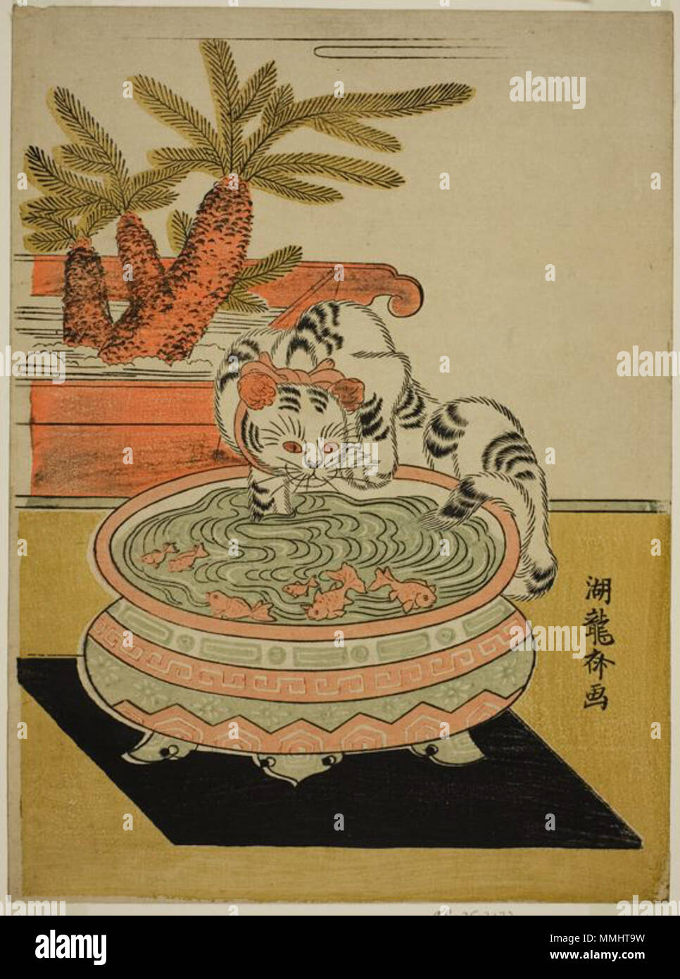 . Anglais : Cat pêche en aquarium Dimensions : 29,6 × 23,7 cm (feuille) : Technique de reproduction photomécanique Matériel : Silk Localisation : Bibliothèque de l'Université Princeton. Arts graphiques GA 2008.01136 . fin du 18e siècle ? ?. Koryusai (1735-1790) artiste et peintre japonais Description Date de naissance/décès 1735 circa 1790 Tokyo lieu de travail contrôle d'autorité : Q3155497 : VIAF ?316740801 RKD : ?442421 (après ?) Cat par Koryusai Banque D'Images