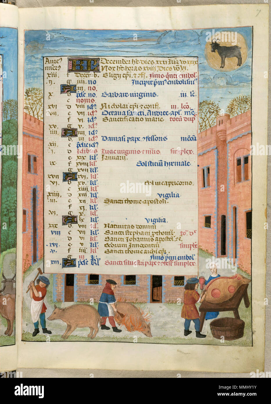 . Anglais : British Library blog voir mois de 2011 pour obtenir des détails spécifiques sur l'image . 18 novembre 2010. Artistes de 1480 26 Autres 18851, f. Page 7 calendrier pour Décembre Banque D'Images