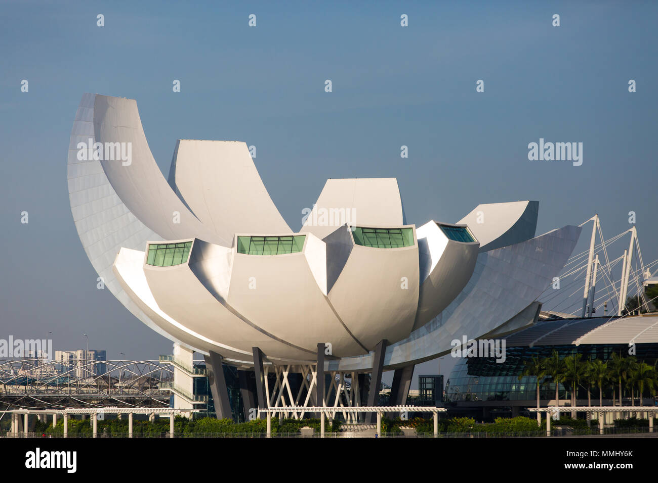 Gros plan sur la conception du musée des sciences de l'art à Singapour Banque D'Images