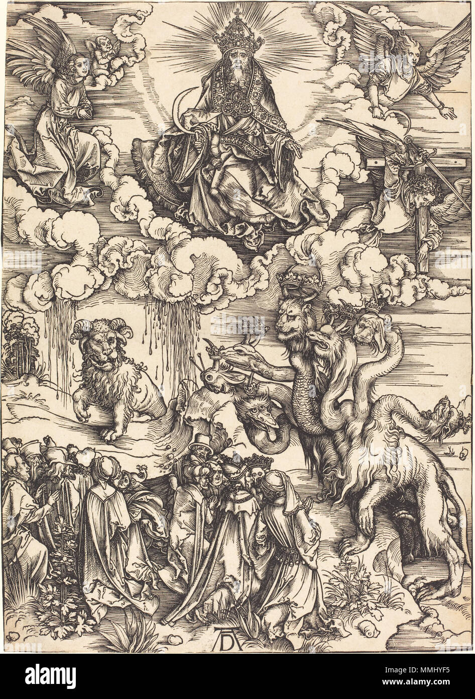 R-20101130-0025.jpg Albrecht Dürer (Allemand, 1471 - 1528 ), la Bête à deux cornes comme un agneau, probablement c. 1496/1498, gravure sur bois sur papier, Rosenwald Collection Albrecht Dürer - La Bête à deux cornes comme un agneau (NGA 1943.3.3565) Banque D'Images