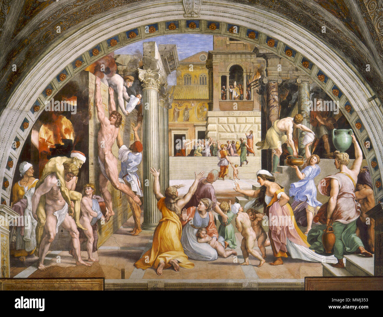 Español : Incendio del Borgo. Anglais : incendie dans le Borgo. 1514. 17 Estancia del incendio del Borgo (Incendio del Borgo) Banque D'Images