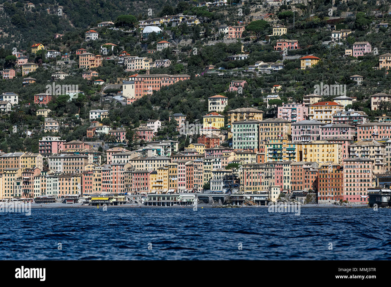 Vue panoramique de la ville côtière de Gênes, Ligurie, Italie. Banque D'Images