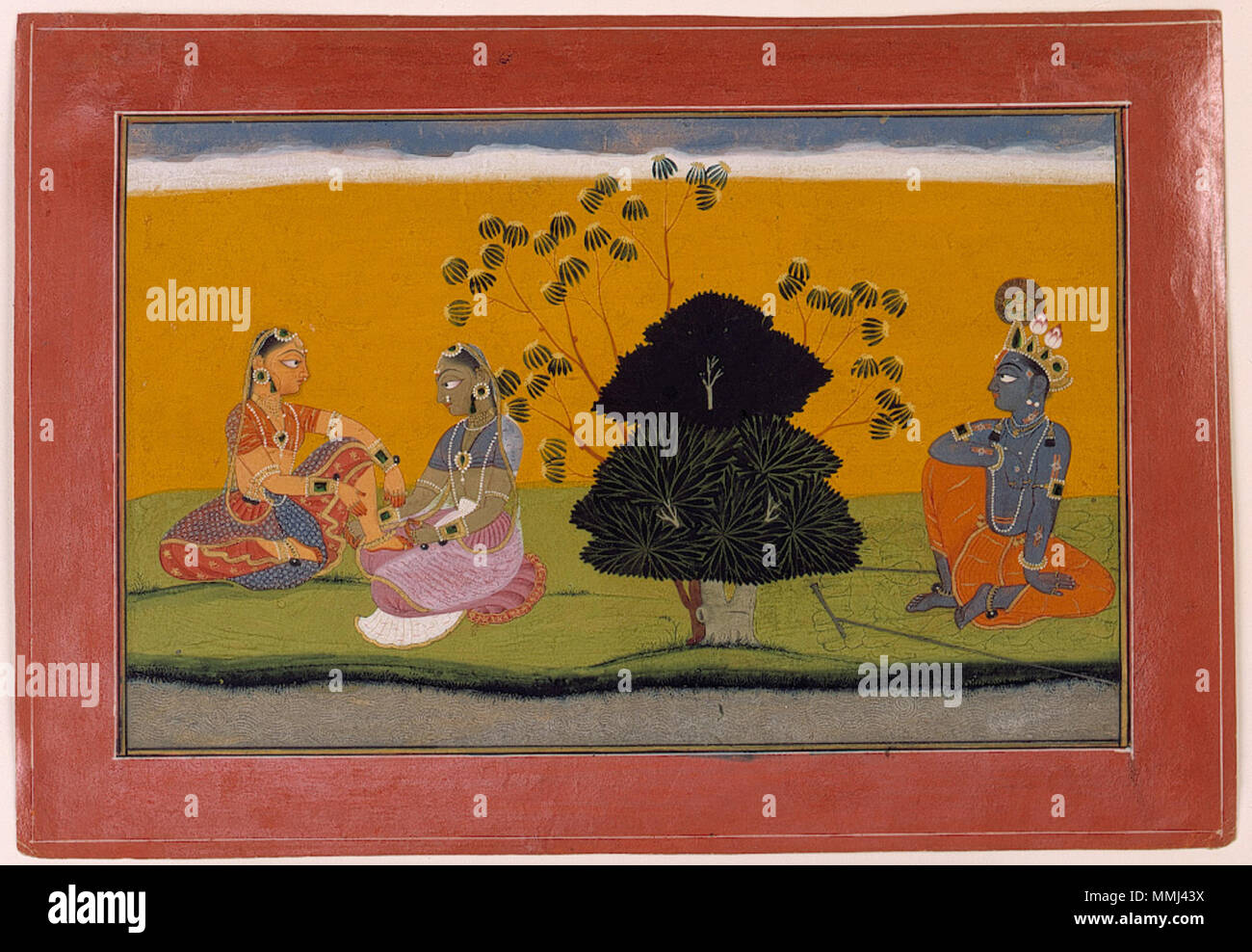 . Anglais : Titre de la Série : La chanson du pâtre ou sombre seigneur de nom : Gita Govinda Afficher Artiste : Manaku Date de création : ca. Affichage 1730 Dimensions : 8 7/16 in. x 12 1/8 in. (21,4 cm x 30,8 cm) de la ligne de crédit : Edwin Binney 3ème Numéro : 1990.1050 Collection : Le San Diego Museum of Art . 6 septembre 2011, 14:08:00. Anglais : thesandiegomuseumofartcollection à lui demander de quitter son bruyant anklets derrière, et rendez-vous (6124521001) Banque D'Images