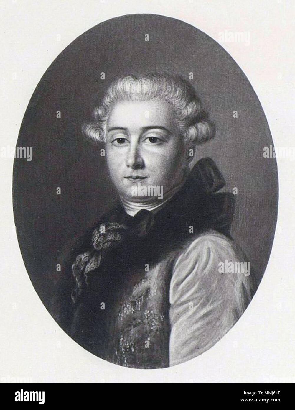 . Ivan Sergueïevitch Baryatinsky (1740-1811) . avant 1811. Dmitry Levitzky éventuellement (1735-1822) Noms alternatifs Dmitrij Grigorievic Levickij, Dmitry Grigorievich Levitzky, ? ? ? ? ? ? ?  ? ? ? ? ? ? ? ? ? ? ?  ? ? ? ? ? ? ? ? Description peintre russe Date de naissance/décès 1735 4 avril 1822 (dans le calendrier julien) Lieu de naissance/décès Saint-Pétersbourg Kiev lieu de travail Saint Petersburg, Moscou contrôle d'autorité : Q556681 : VIAF ?57427418 ISNI : ?0000 0001 0975 7622 ULAN : ?500120612 RCAC : ?n80128724 : WGA ?LEVITSKY, Dmitry Rémy Ivan Sergueïevitch Baryatinsky WorldCat Banque D'Images