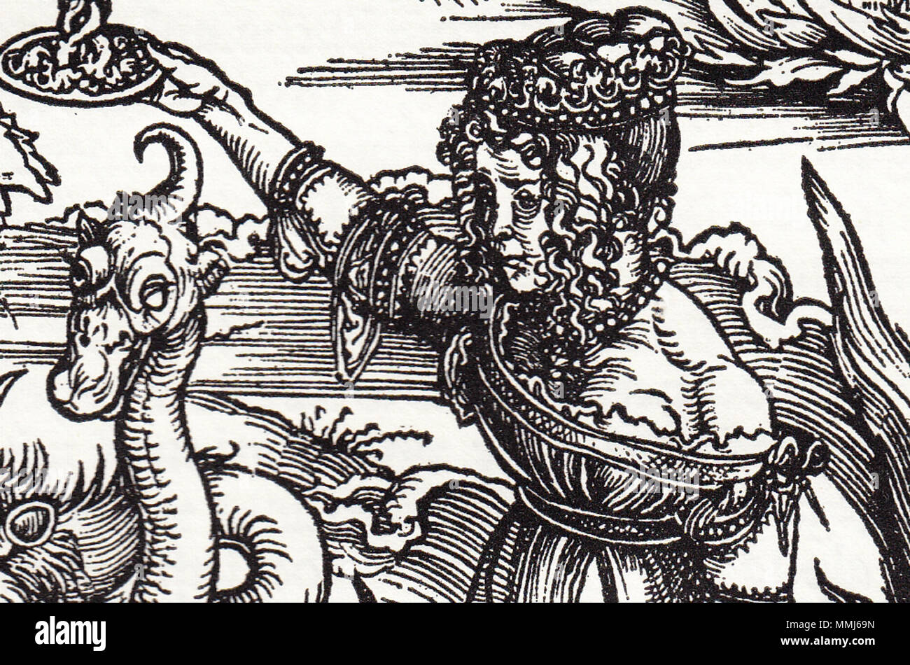Dürer-Apokalypse Hure Babylon Ausschnitt Banque D'Images