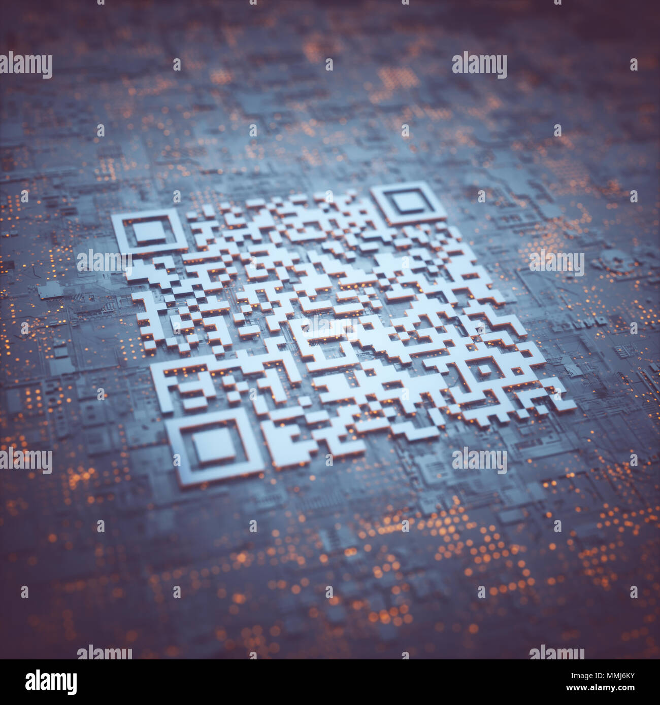 3d illustration, l'image numérique de données concept. Résumé fond avec code de réponse rapide au centre. Banque D'Images