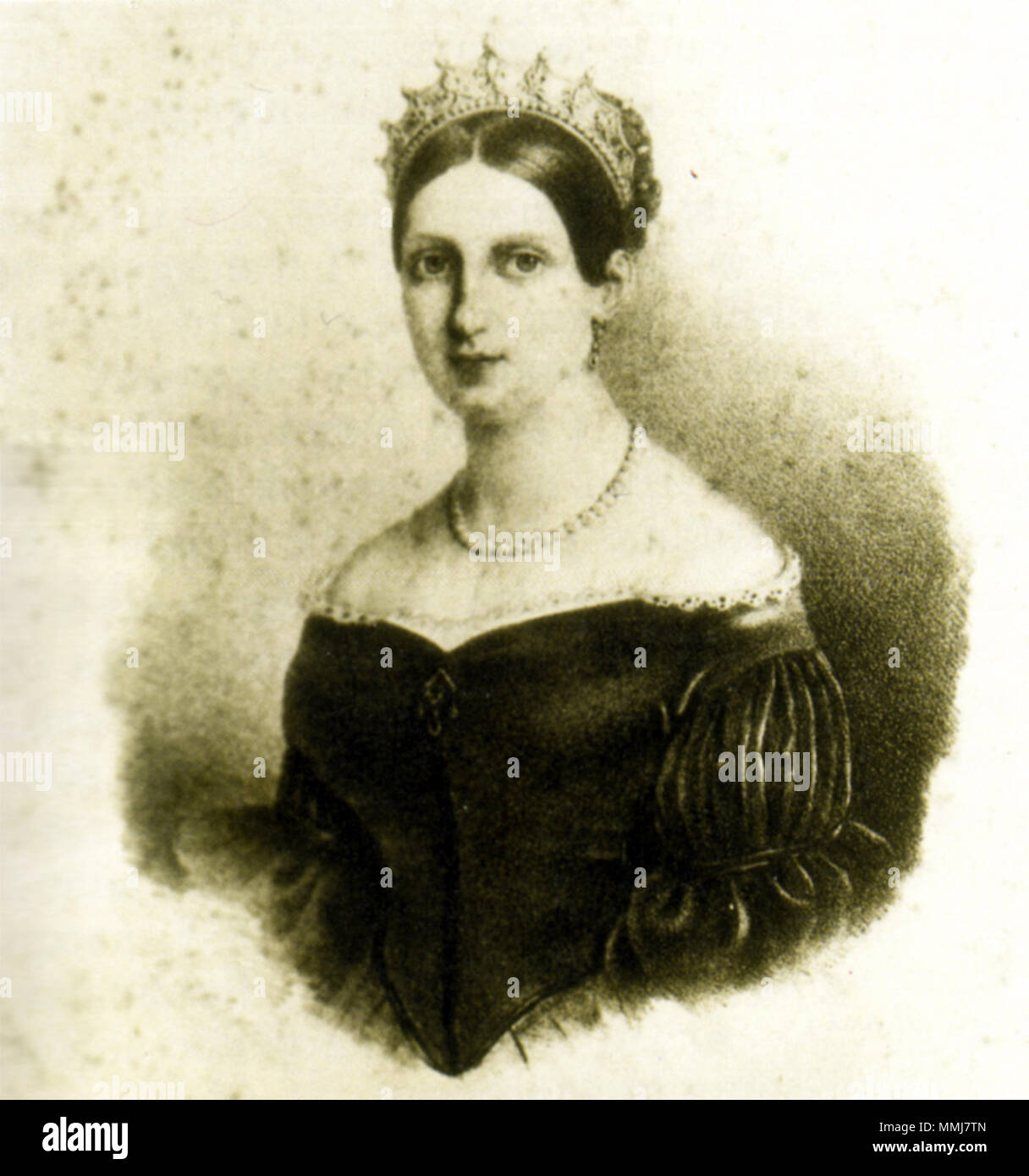 . Anglais : Maria Antonia des Deux-Siciles (1814-1898), Princesse royale des Deux-siciles, grande-duchesse de Toscane, épouse de Léopold II, Grand-duc de Toscane. Italiano : Maria Antonia di Borbone-Due Papoasie-novèla-Guinê (1814-1898), principessa reale del regno delle Due Papoasie-novèla-Guinê, granduchessa di Toscana, moglie di Leopoldo II d'Asburgo-Lorena, granduca di Toscana. Deutsch : Maria Antonietta von Bourbon-Sizilien (1814-1898), königliche Prinzessin von Neapel-Sizilien, Grossherzogin von Toskana, Frau von Leopold II Grossherzog von Österreich-Toskana. Magyar : nápoly szicíliai Mária Antónia királyi-hercegn Banque D'Images