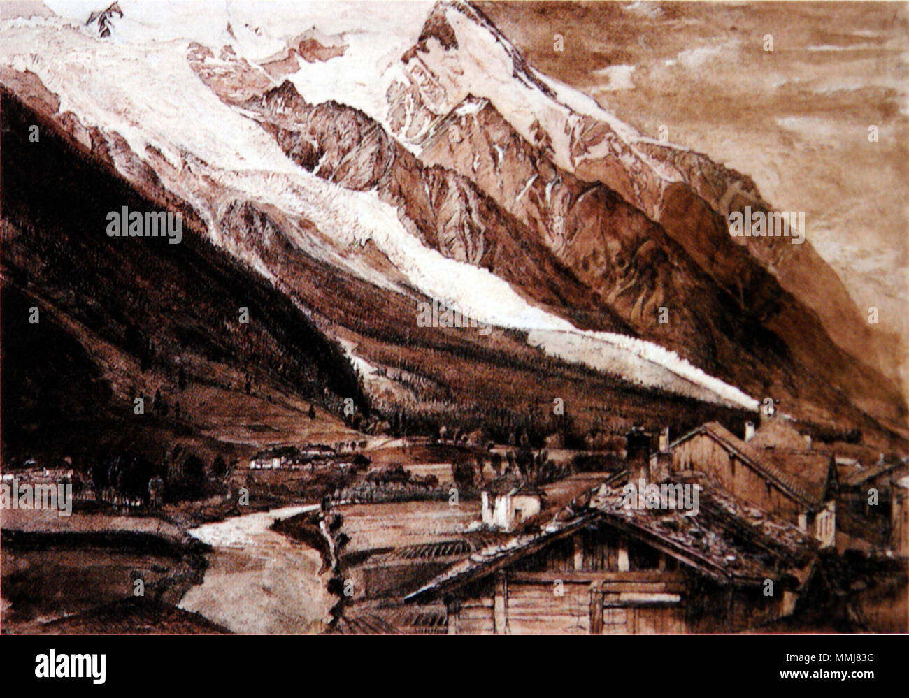 . Glacier des Bossons, Chamonix. Crayon, encre brune, lavis à l'encre et carrosserie, 33,7 x 47,6 cm . vers 1849. John Ruskin (1819-1900) Noms alternatifs Ruskin Description auteur britannique, poète, artiste et critique d'art Date de naissance/Décès 8 Février 1819 20 janvier 1900 Lieu de naissance/décès London English : Brantwood, Lake District lieu de travail de l'Angleterre, Venise, la Suisse, la France contrôle d'autorité : Q179126 : VIAF ?73859585 ISNI : ?0000 0001 2139 3446 ULAN : ?500006262 RCAC : ?n79006950 NLA : ?WorldCat 36583544 Glacier des Bossons Chamonix Ruskin Banque D'Images
