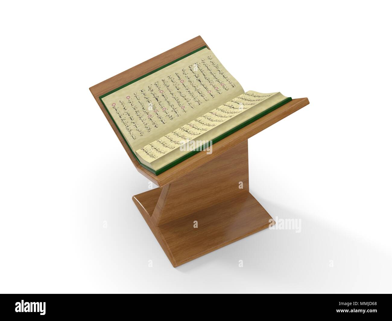 Coran livre sur la plate-forme. 3d illustration. isolated on white Banque D'Images