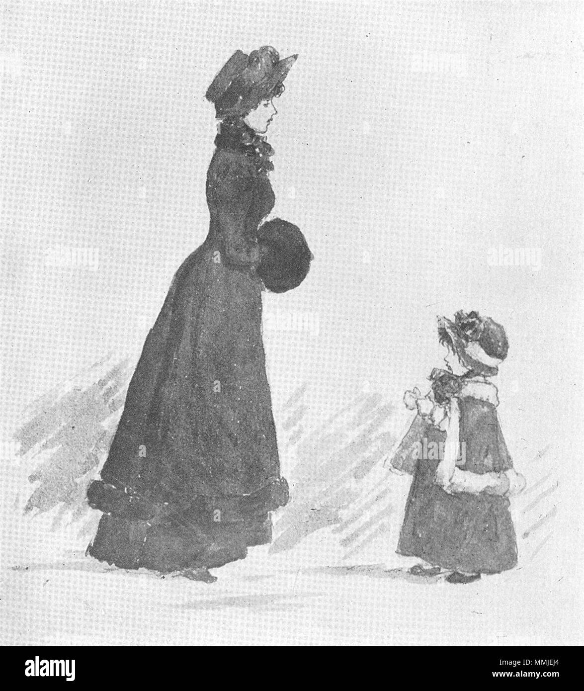 KATE GREENAWAY. Mère fille Locker-Lampson 1905 ancienne imprimer photo Banque D'Images