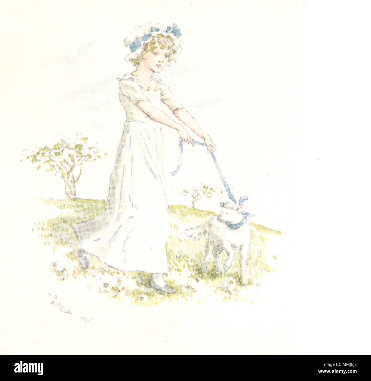 KATE GREENAWAY. "Mary had a little lamb" 1905 anciens imprimer photo Banque D'Images