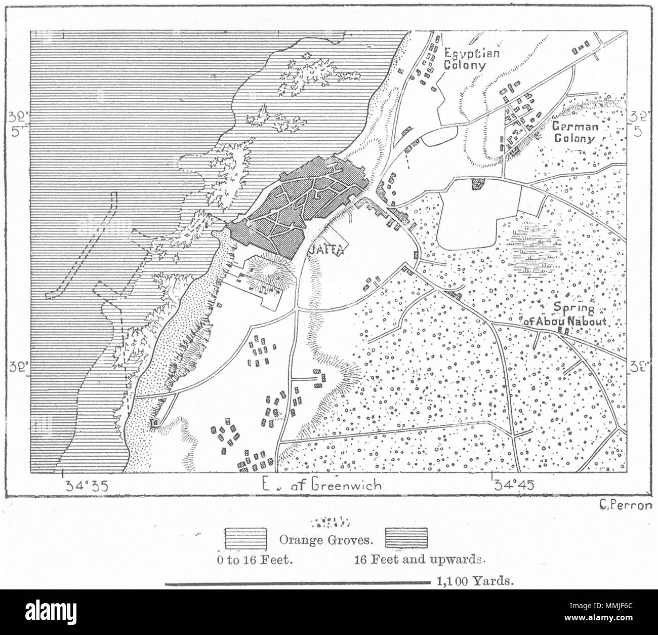 Israël. Jaffa, sketch map c1885 ancienne vintage tableau plan Banque D'Images