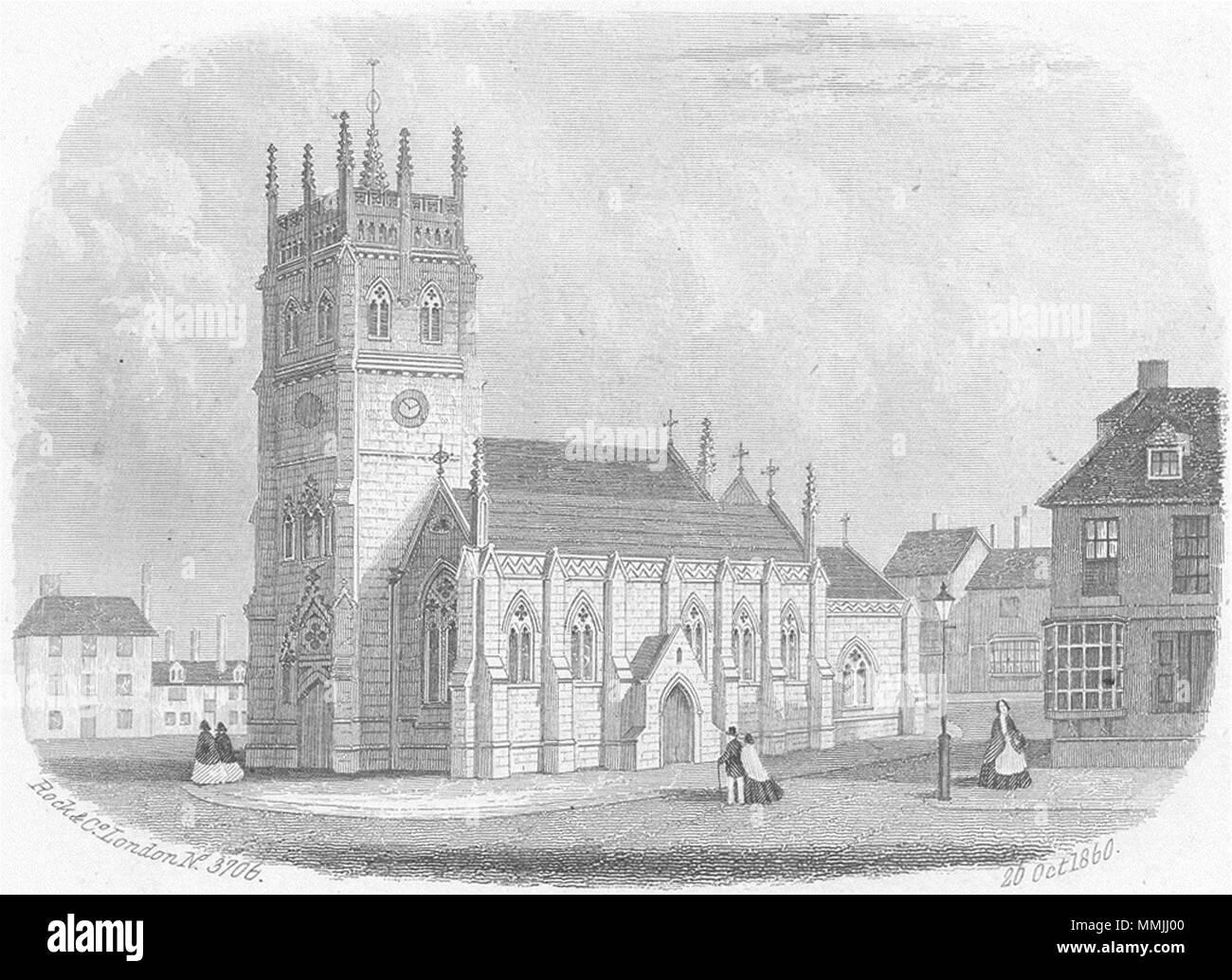 L'OIEAU. St Thomas Newport, Isle of Wight 1860 ancienne vintage print photo Banque D'Images