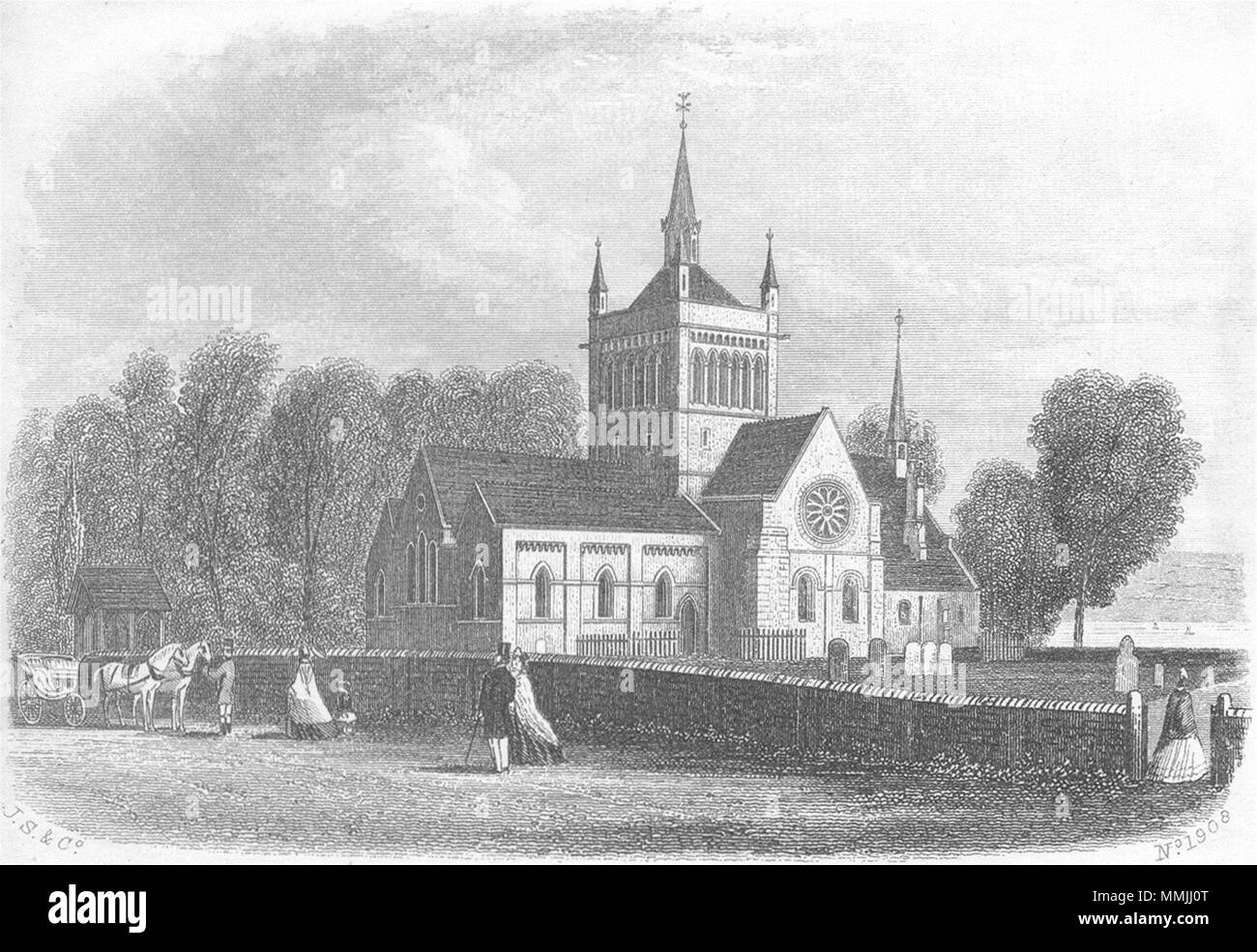 L'OIEAU. Whippingham Église, île de Wight c1855 ancienne vintage print photo Banque D'Images