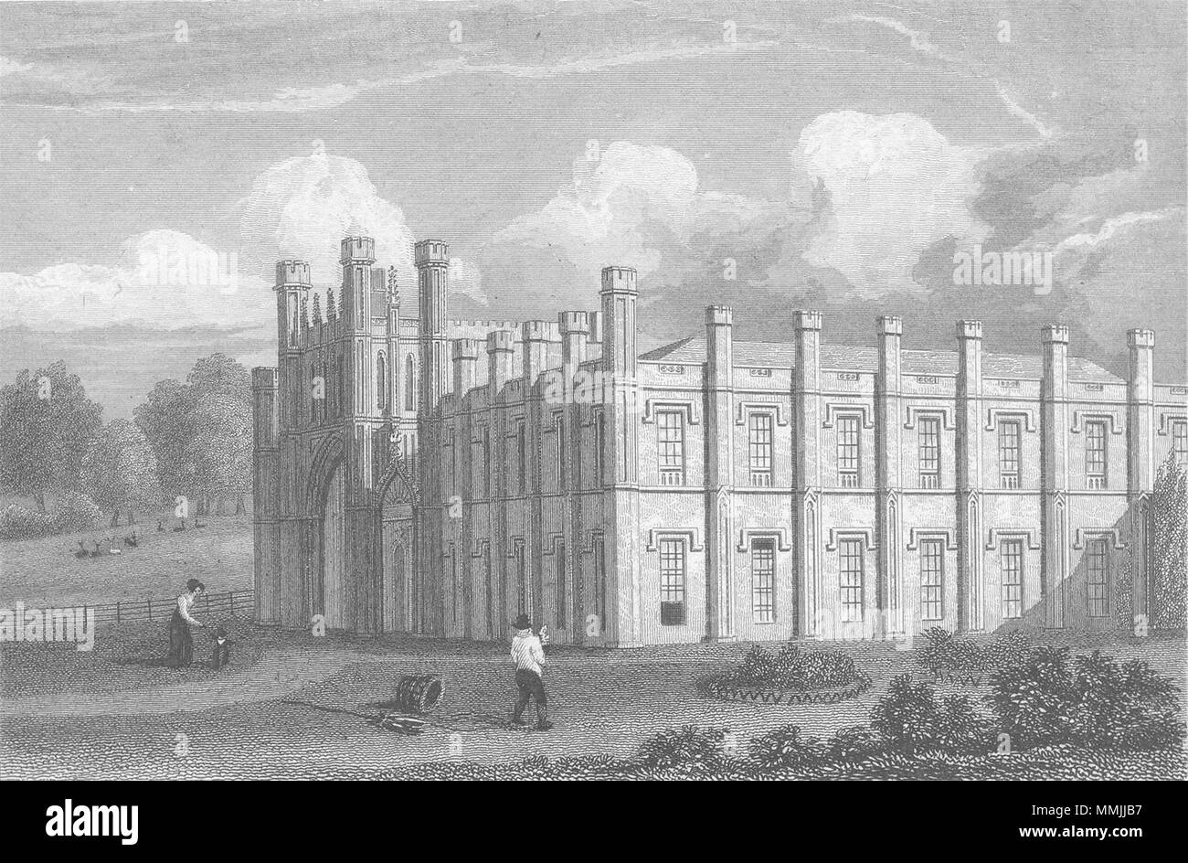 LEICS. Hall de Donnington, Leicestershire. Jones 1829 ancienne imprimer photo Banque D'Images