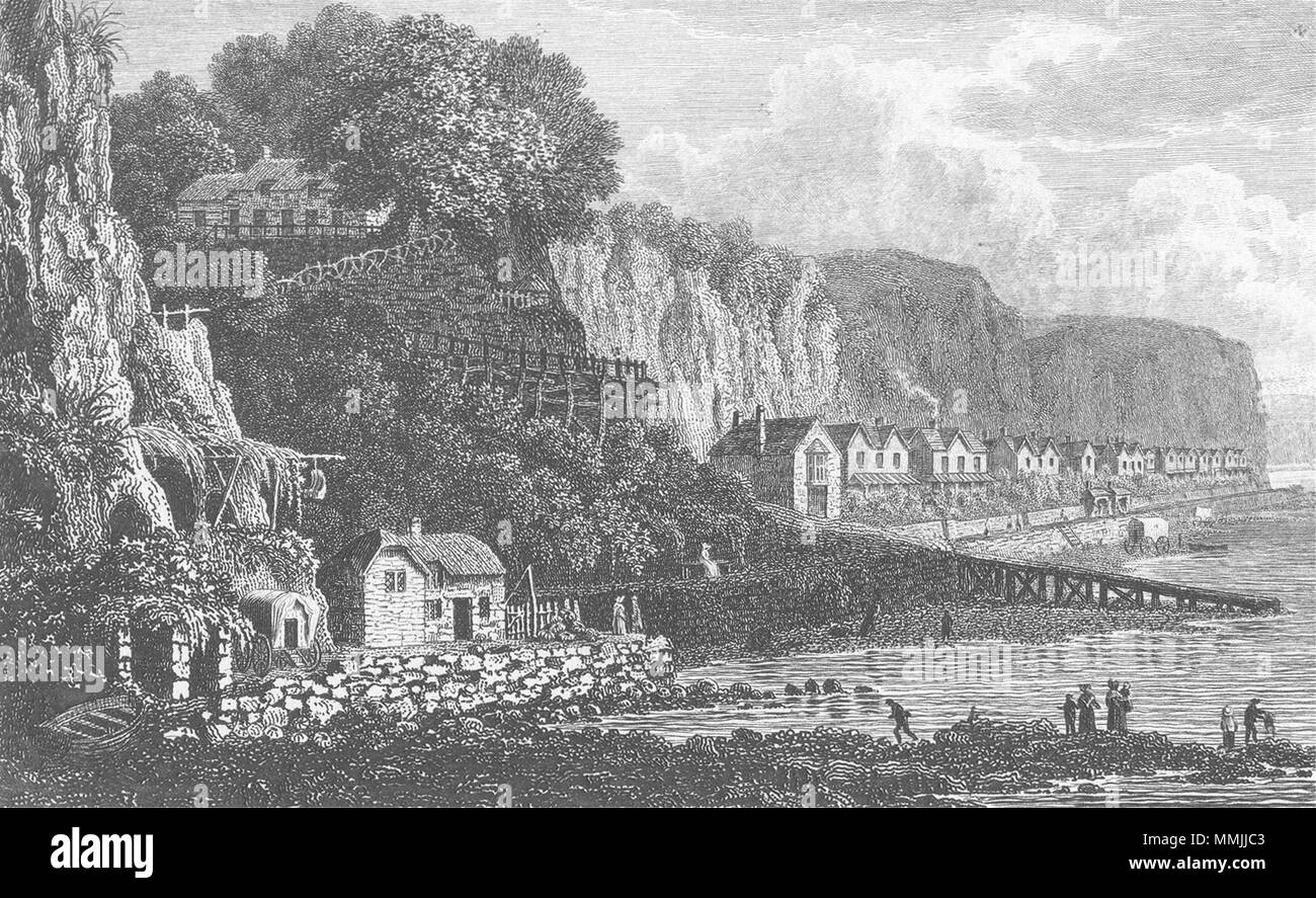 SHANKLIN. plage, Chine. Isle Wight nr. 1839 Falaises ancienne imprimer photo Banque D'Images