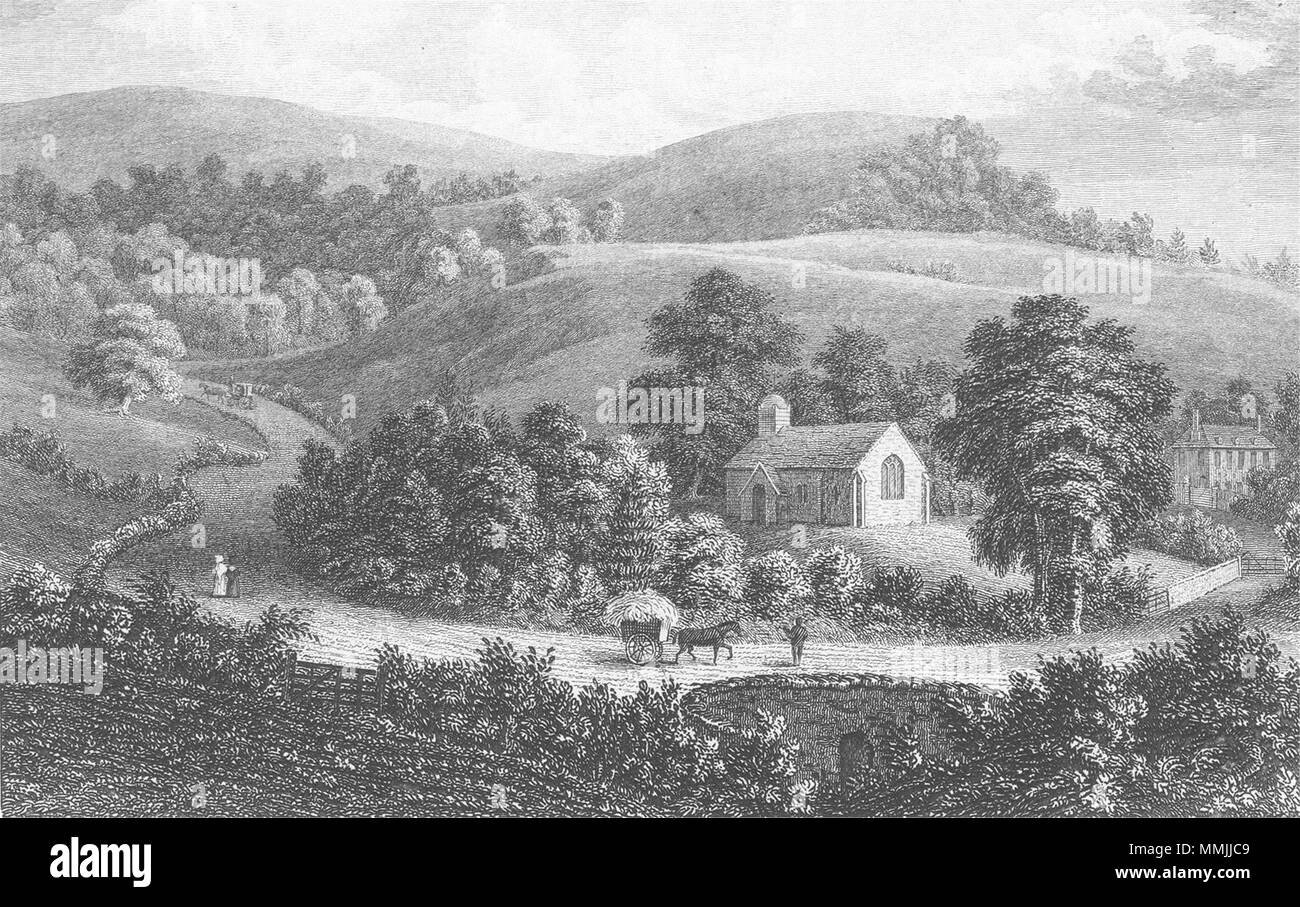 SHANKLIN. Église, Rd Undercliff. Isle Wight 1840 ancienne imprimer photo Banque D'Images