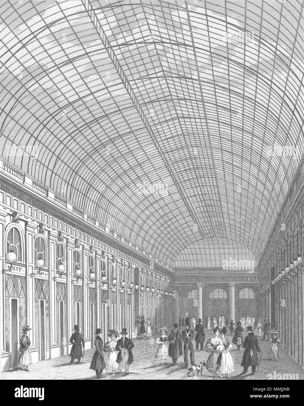 PARIS. Galerie Palais Royal. Chien 1834 ancienne vintage print photo Banque D'Images