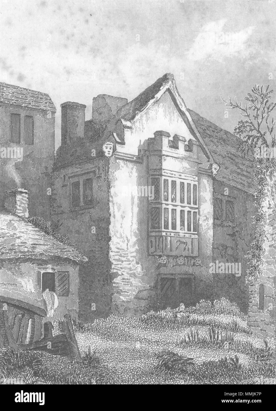 GLOS. Le Presbytère Woodchester c1820 ancienne vintage print photo Banque D'Images