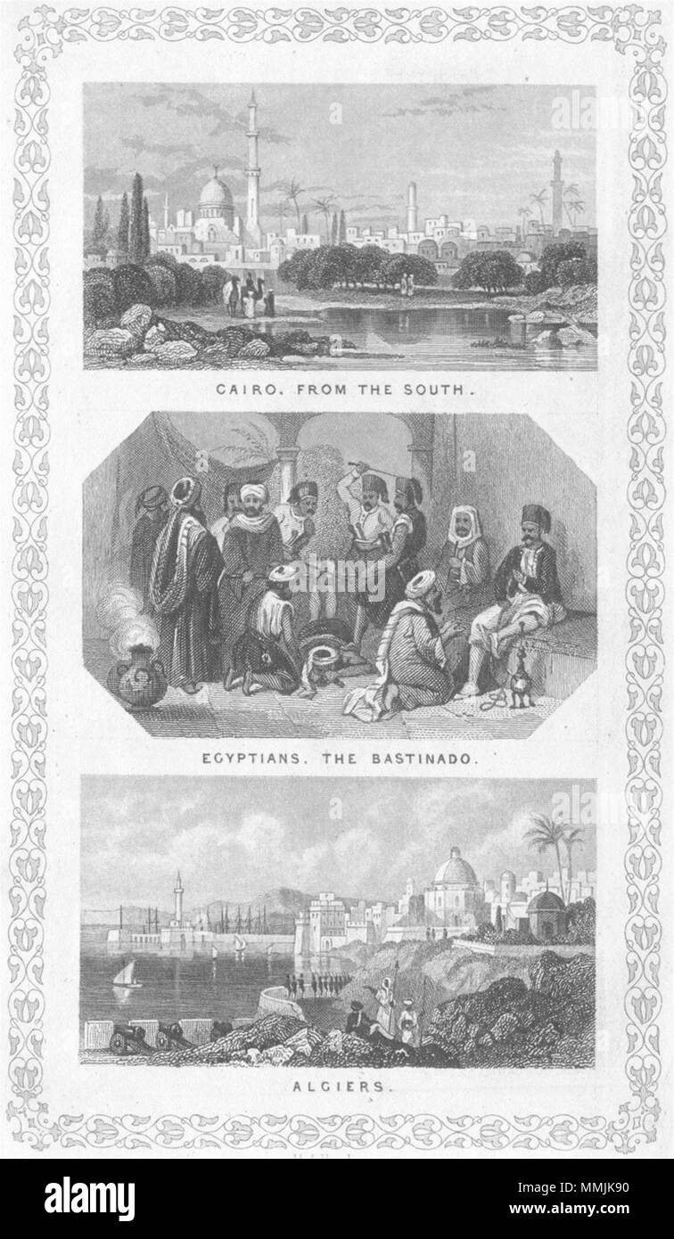 L'Égypte. Au Caire, d'Egyptiens, Bastinado ; Alger c1840 ancienne imprimer photo Banque D'Images