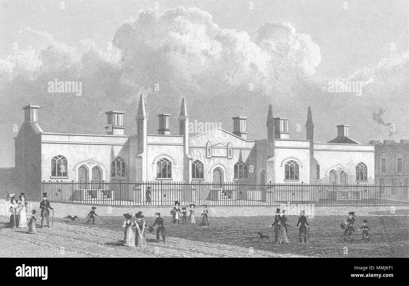 Londres. Brewer's Alms Maisons, Mile End 1828 ancienne vintage print photo Banque D'Images