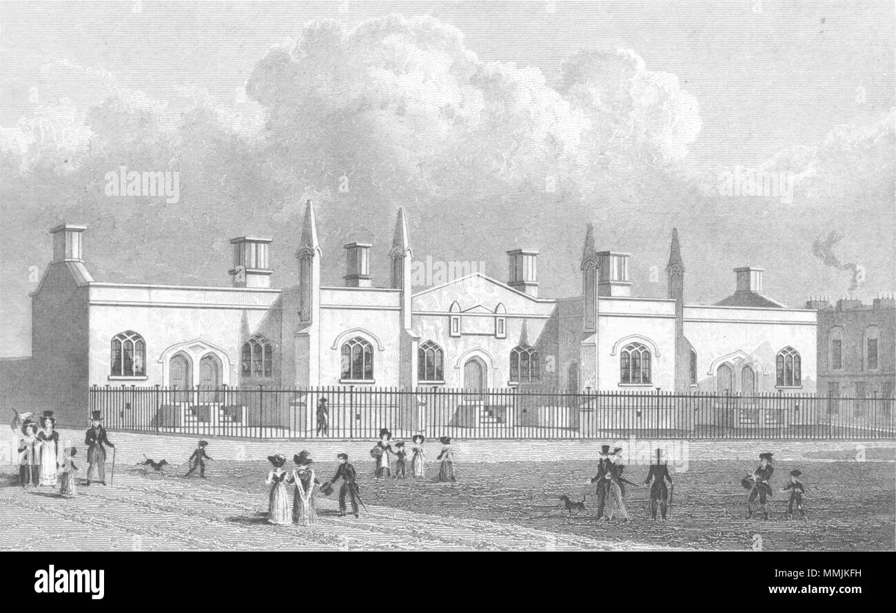 Londres. Brewer's Alms Maisons, Mile End 1828 ancienne vintage print photo Banque D'Images
