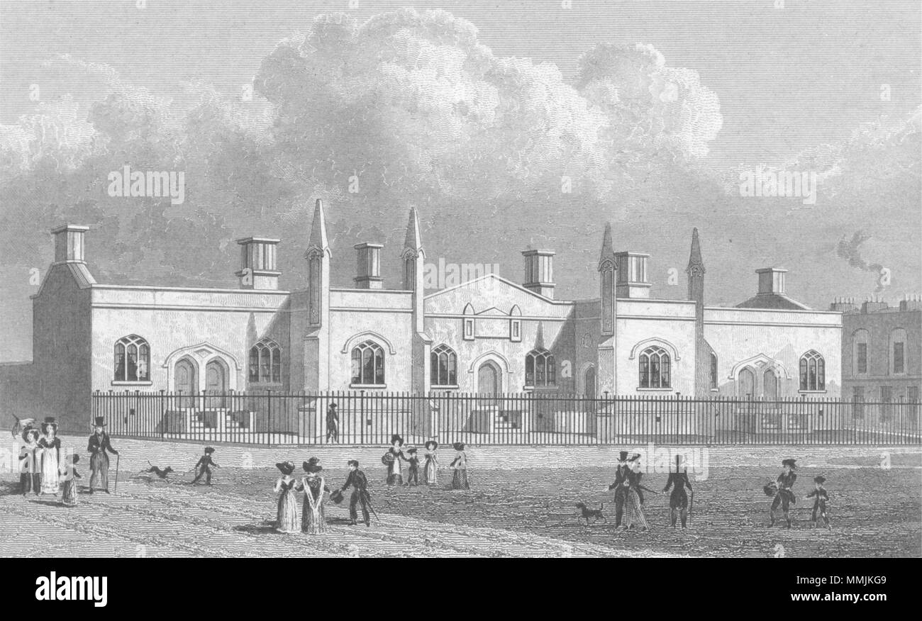Londres. Brewer's Alms Maisons, Mile End 1828 ancienne vintage print photo Banque D'Images