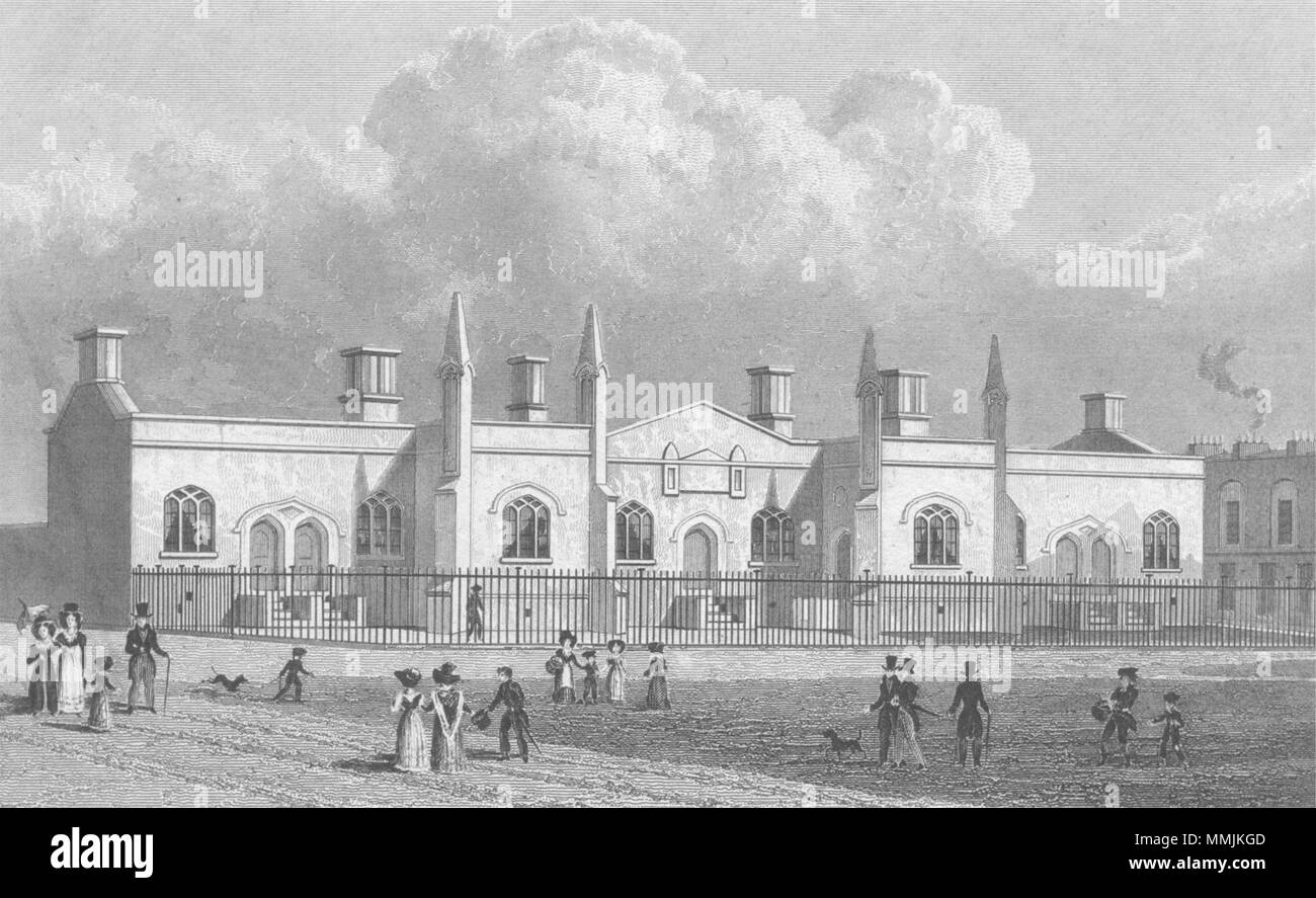 Londres. Brewer's Alms Maisons, Mile End 1828 ancienne vintage print photo Banque D'Images