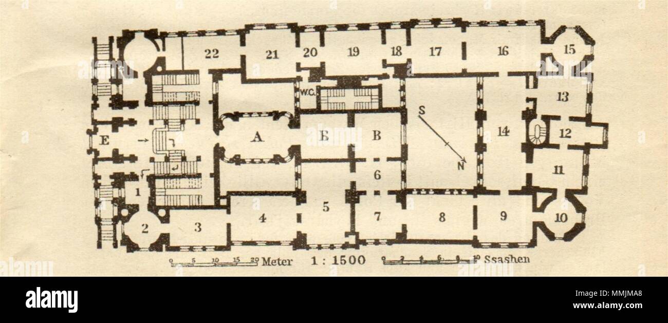 Musée historique. . 1912 BAEDEKER ancienne carte graphique plan vintage Banque D'Images