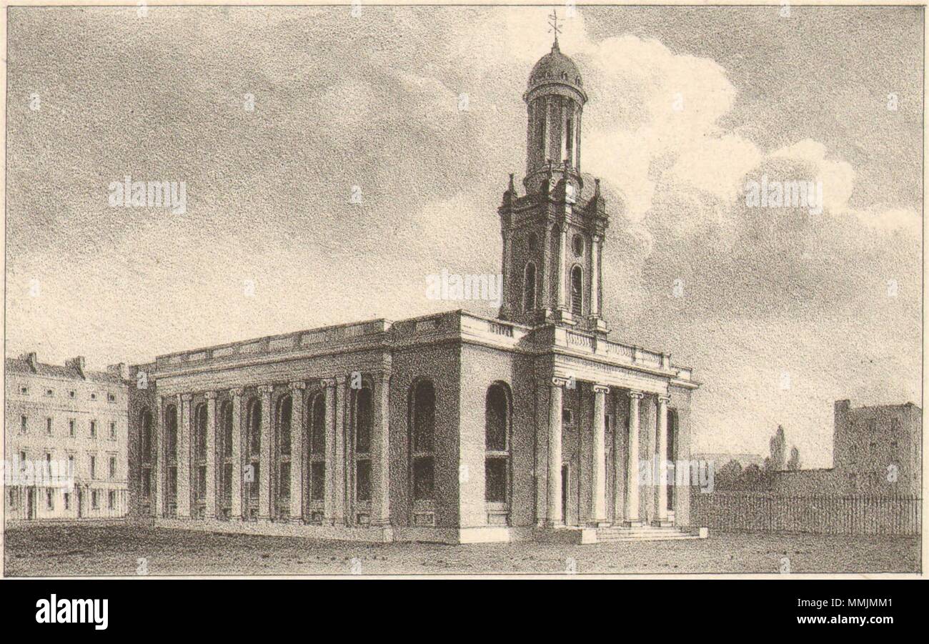 L'ÉGLISE HOLY TRINITY, Marylebone. Sir John Soane. 'Waterloo' de l'Eglise 1833 imprimer Banque D'Images