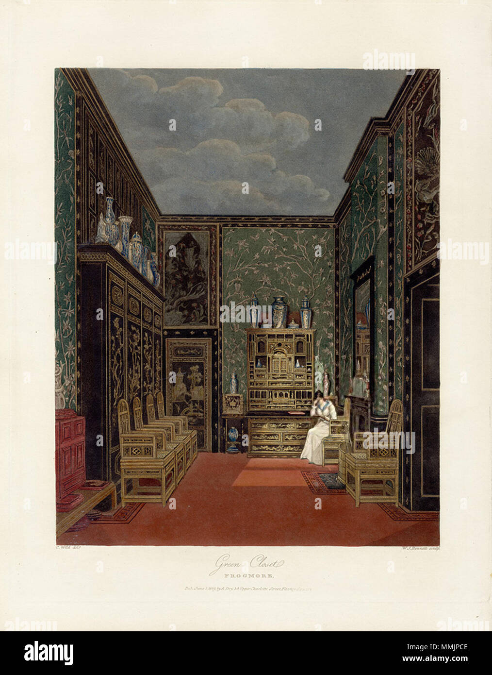 . Anglais : une vue sur : la penderie à Frogmore House Frogmore, vert. 1 juin 1819. Penderie, vert, de Frogmore Pyne's Royal Residences, 1819 - panteek py79-231 Banque D'Images