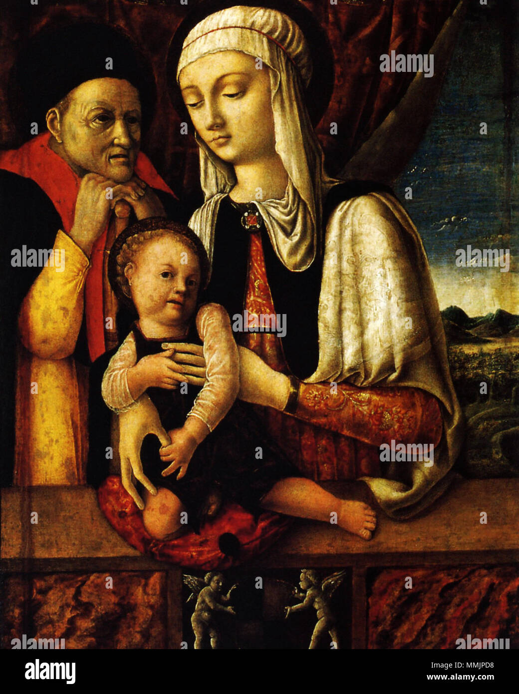 La Sainte Famille. 1455. Antonio Vivarini, La Sainte Famille Banque D'Images