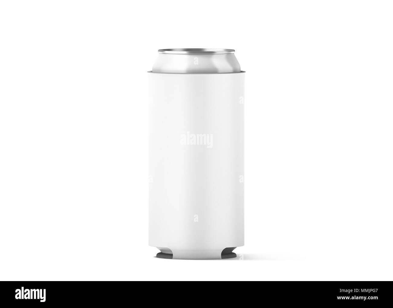 Pliable blanc vierge peut bière koozie maquette, isolés pour 500 ml, 3d rendering. En néoprène vide porte-refroidisseur de boissons pour l'étain maquette. Plain drinkware hugger modèle. Manchon de soude claire Banque D'Images