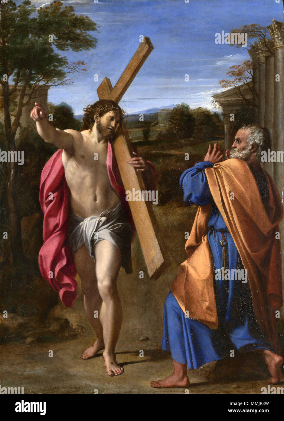 Le Christ apparaissant à Saint Pierre sur la Voie Appienne Domine quo vadis ?. 1602. Annibale Carracci Domine, quo vadis Banque D'Images