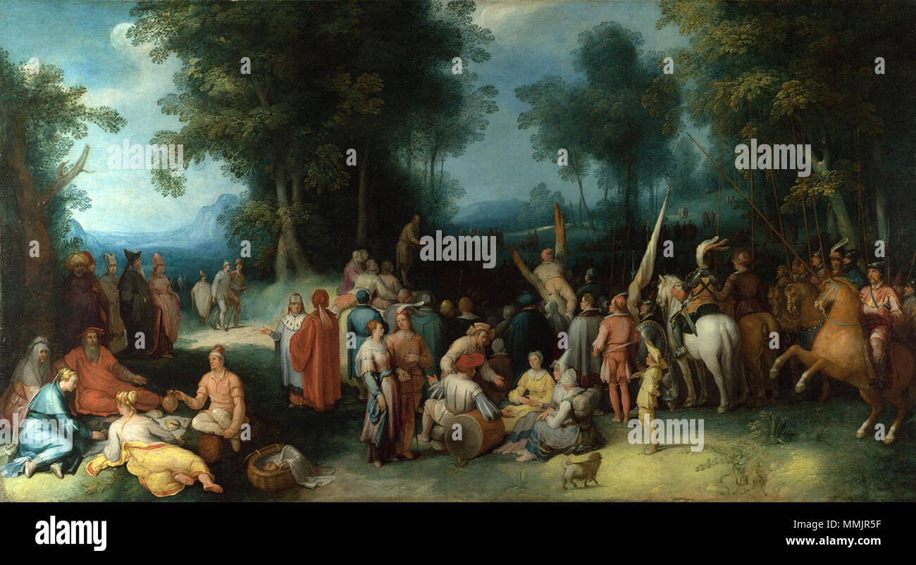 La prédication de saint Jean Baptiste Anglais : La prédication de saint Jean Baptiste . 1602. Cornelis van Haarlem - la prédication de saint Jean-Baptiste, 1602 Banque D'Images