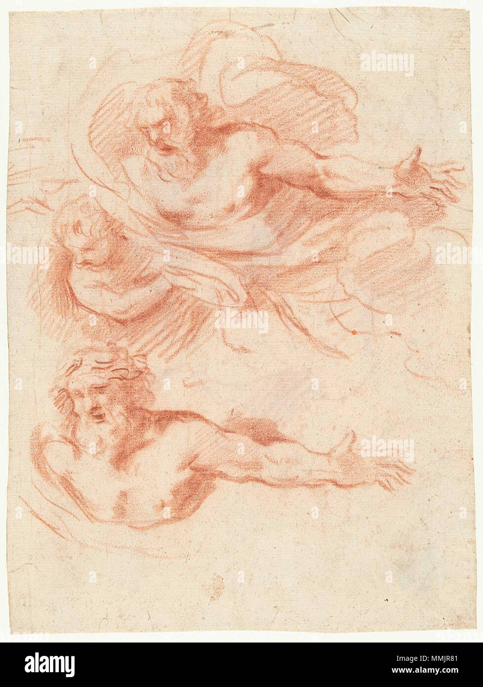 Anglais : deux études pour un vol à Dieu le Père, un au-dessus de l'autre . Entre 1664 et 1666. Guillaume Courtois - deux études pour un vol à Dieu le Père, un au-dessus de l'autre Banque D'Images