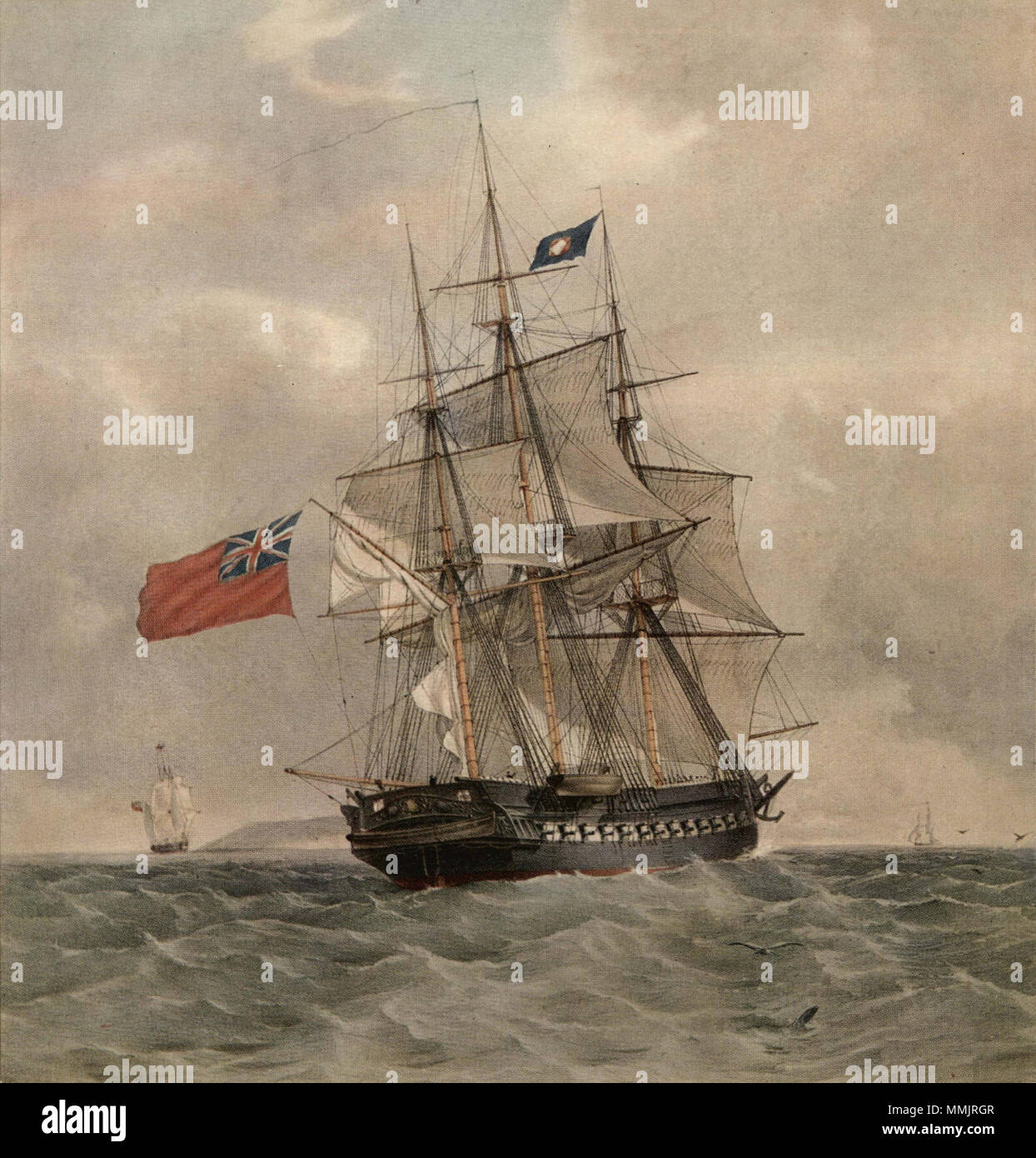 . Anglais : lithographie couleur par T. G. Dutton après peinture par G.F. Saint John, il y avait neuf navires de la marine française et britannique du nom de Pomone. C'est la frégate construite à Frindsbury 1805. . Vers 1820. G.F. Saint John (peinture originale), Thomas Goldsworthy Dutton (1820-1891) (graveur) le HMS Pomone (retouché) Banque D'Images