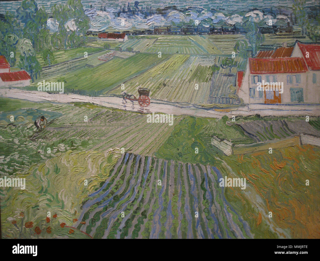 . Vincent van Gogh : Paysage avec un chariot et un train Artiste Vincent van Gogh Titre anglais : Paysage à Auvers après la pluie (Paysage avec carrige et train) עברית : נוף אובר נוף אחרי הגשם (כרכרה עם) מעשה ידי ואן וינסנט גוך Date 1890 type d'objet peinture Medium English : Oil on canvas עברית : שמן על בד Puschkin-Museum Français Emplacement actuel : der bildenden Künste : מוזיאון פושקין לאמנות עברית Deutsch : Puschkin-Museum der bildenden Künste English : Mosco עברית : מוסקווה Deutsch : Moskau Source/photographe propre travail . 7 octobre 2009. deror Auvres avi après la pluie IMG 6917 Banque D'Images