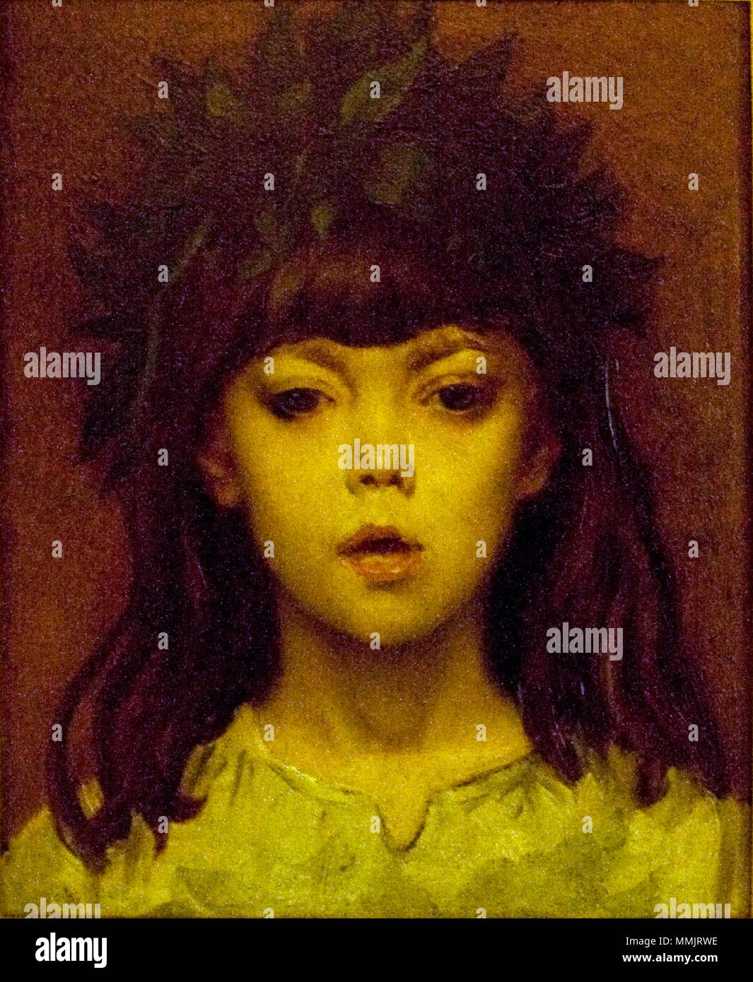 Anglais : enfant couronnée de lauriers Magyar : Gyermek babérkoszorúval Français : Enfant couronné de lauriers Nederlands : Type gekroond lauwerkrans rencontré enfant couronnée de lauriers Banque D'Images