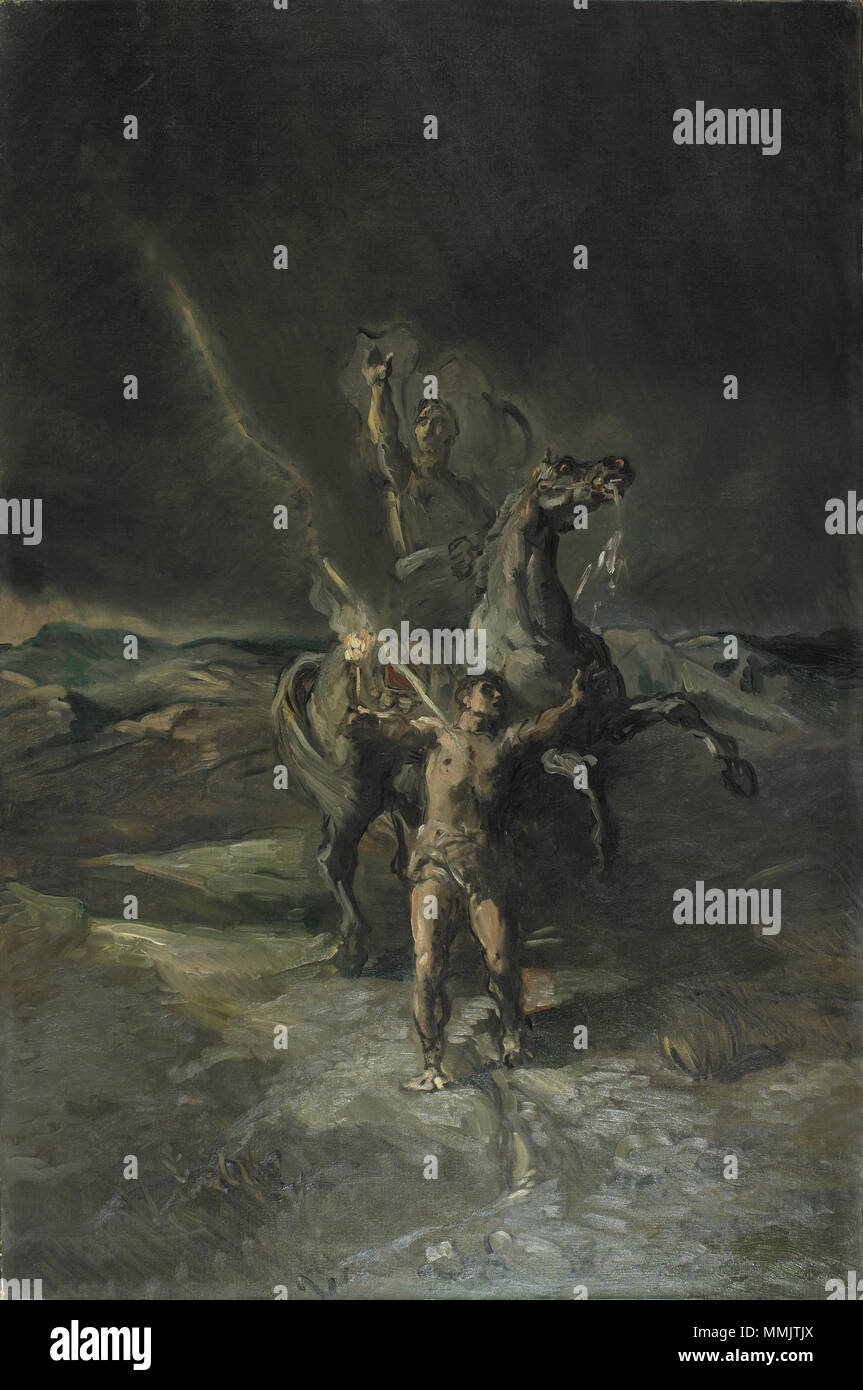 Chassériau - Empereur romain à cheval et son esclave frappé par la foudre Banque D'Images