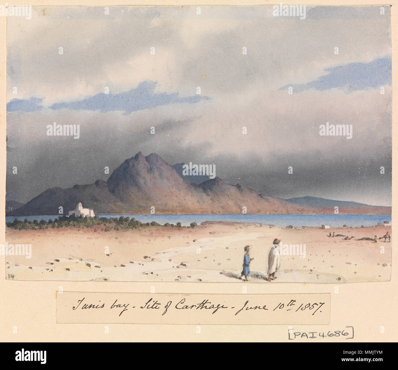 . English : 'Tunis Bay, site de Carthage, le 10 juin 1857' [Tunisie]. . 10 juin 1857. L'amiral Edward Gennys Fanshawe (27 novembre 1814 - 21 octobre 1906). Edward Gennys Fanshawe, Tunis Bay, site de Carthage, le 10 juin 1857 (Tunisie) Banque D'Images