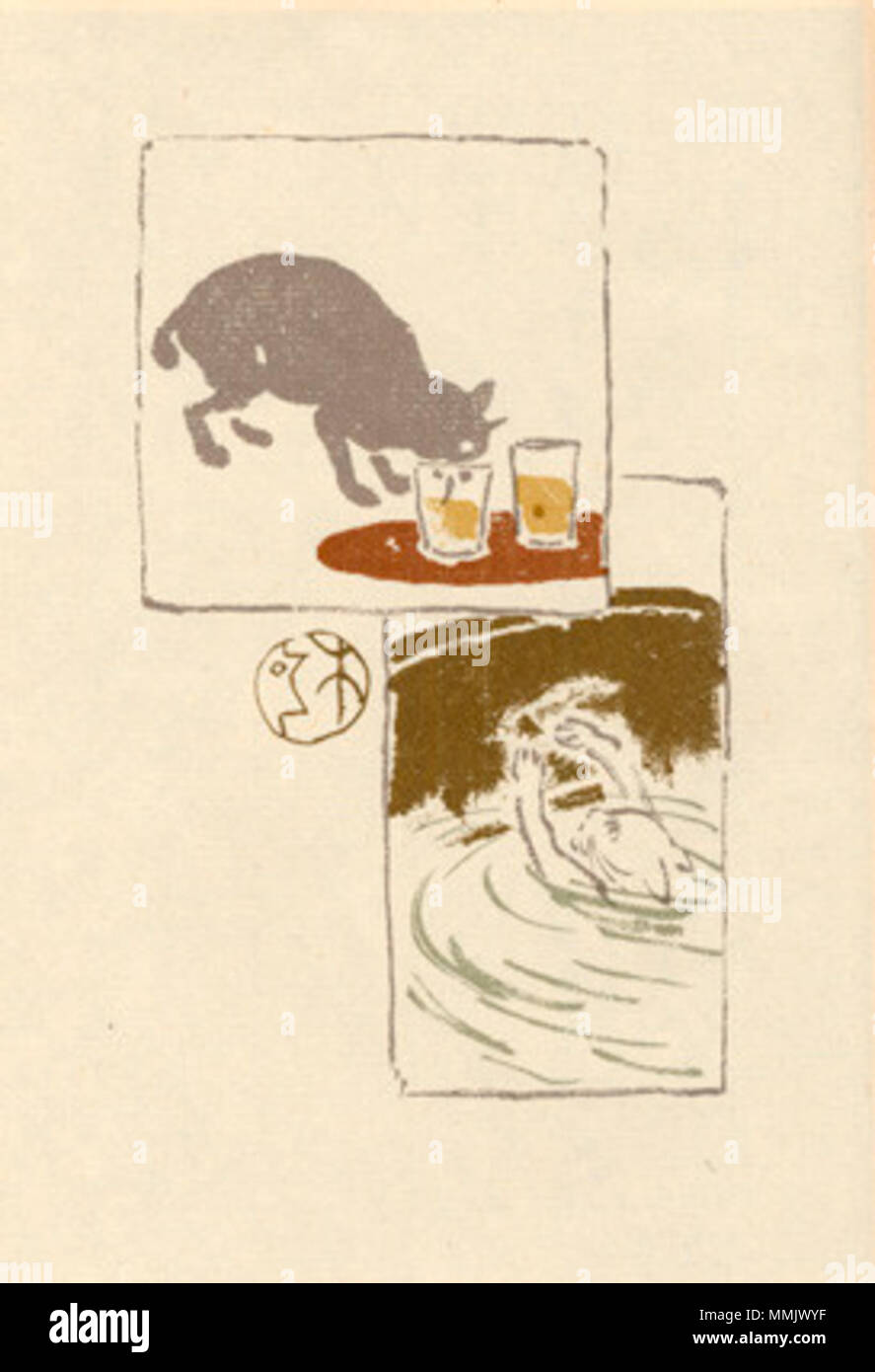 Illustration de "Je suis un chat" par Asai Chū Banque D'Images