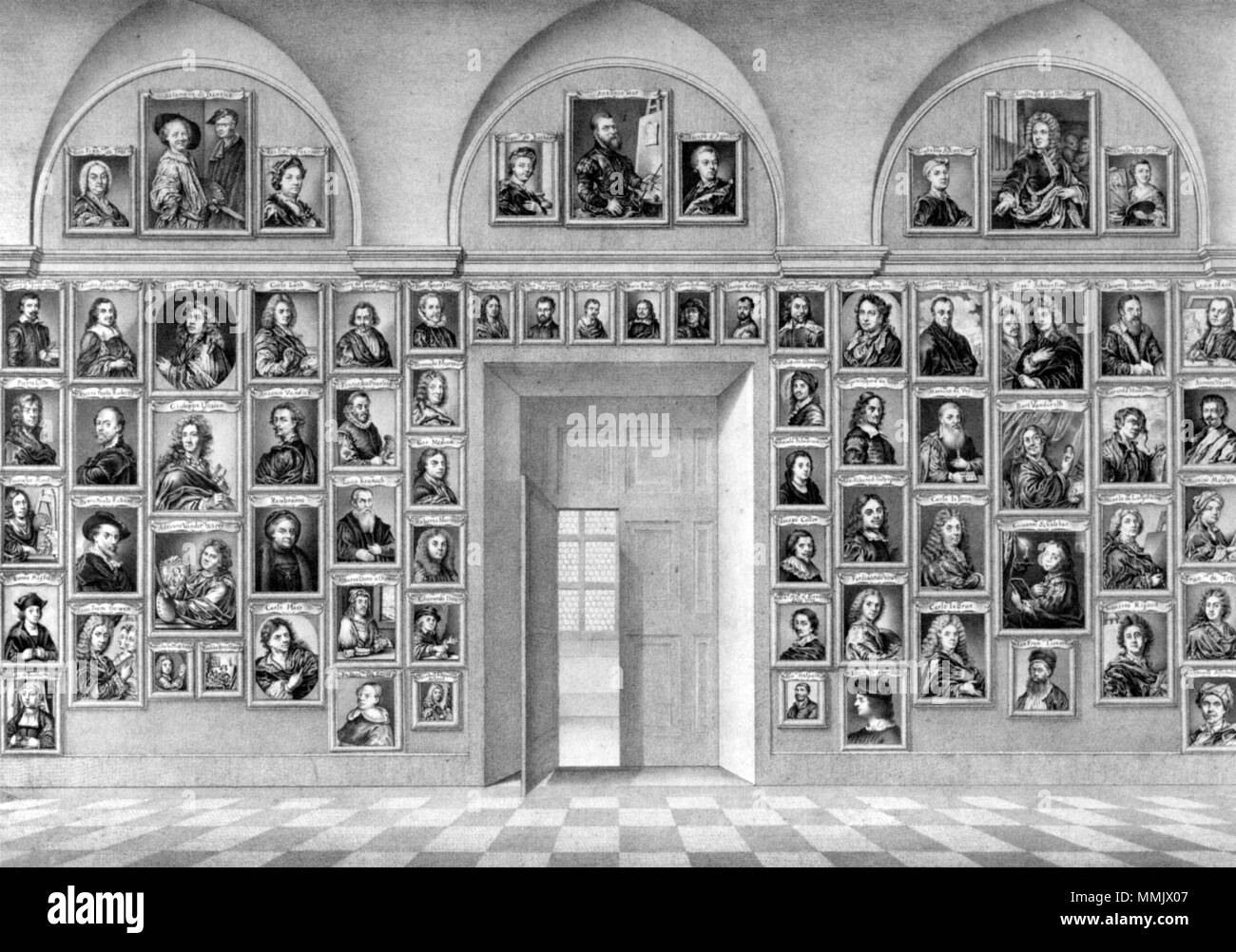 . Anglais : Galerie Médicis d'autoportraits à l'Uffizi montrant les peintres de l'SchoolsNationalbibliotheke du nord de l'Europe, Vienne. . Date inconnue. Galerie Médicis d'auto-portraits à la Galerie des Offices Banque D'Images