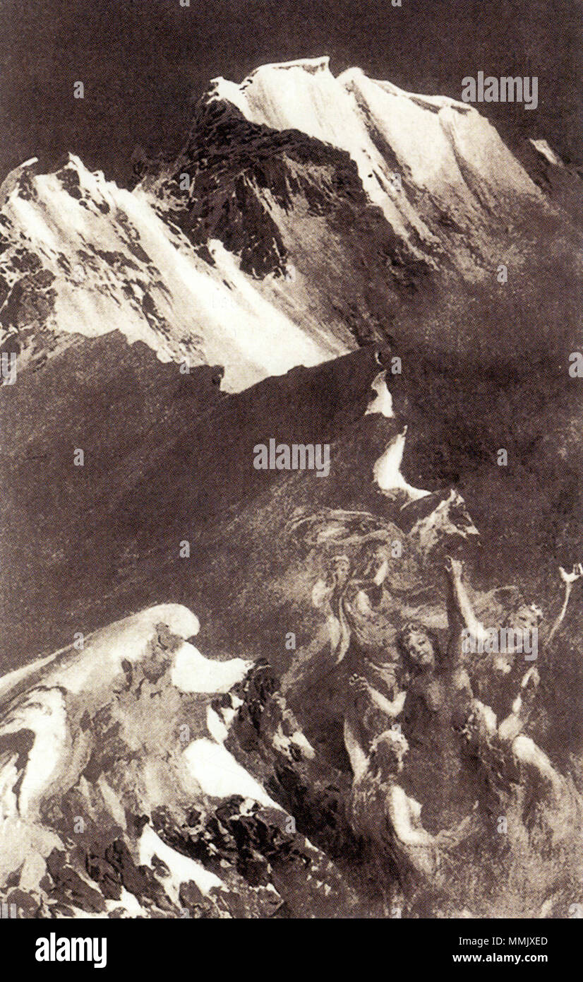 . Anglais : Le Hochjochgrat et sommet de l'Ortler sen de Hochjoch. Fantômes de montagne Deutsch : Hochjochgrat Ortlergipfel Hochjoch gesehen und vom. Berggeistern mit . Date inconnue. Edward Theodore Compton Compton Hochjochgeister 1849-1921 Banque D'Images