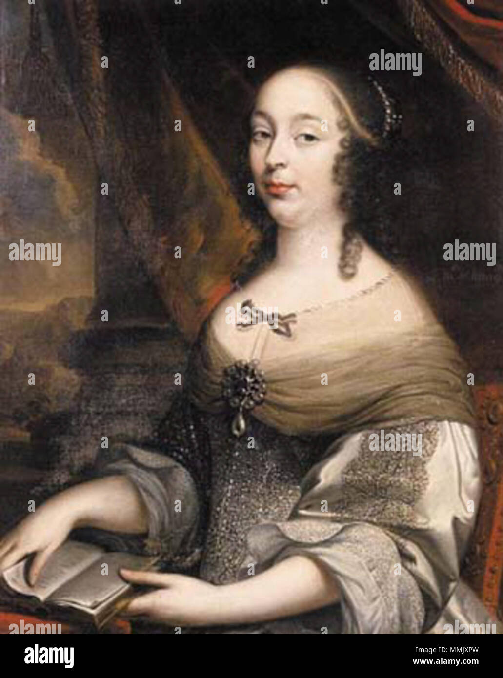 English : Marie Charlotte de Castelnau-de-Joinville Née vers 1648 Décédée le 29 janvier 1694 À l'âge de peut-être 46 ans Parents Jacques, marquis de Castelnau ca 1620-1658 Marie de Girard 1618-1696 mariages et enfants mariée le 15 mai 1668 avec Antoine Charles, duc de Gramont 1641-1720, dont Catherine Charlotte Antoine 1670-1739 1671-1725 . XVIIe siècle. Mignard - Marie Charlotte de Castelnau Banque D'Images