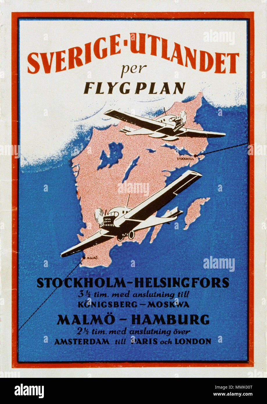 Publicité . Années 1920. SAS Scandinavian Airlines 23 AB Aerotransport publicité Banque D'Images