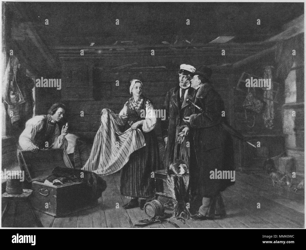 Deutsch : Käufer von Nationaltrachten à Säkylä. (Beschreibung lt. Quelle Liljelund Nationaltrachten Arvid) Banque D'Images