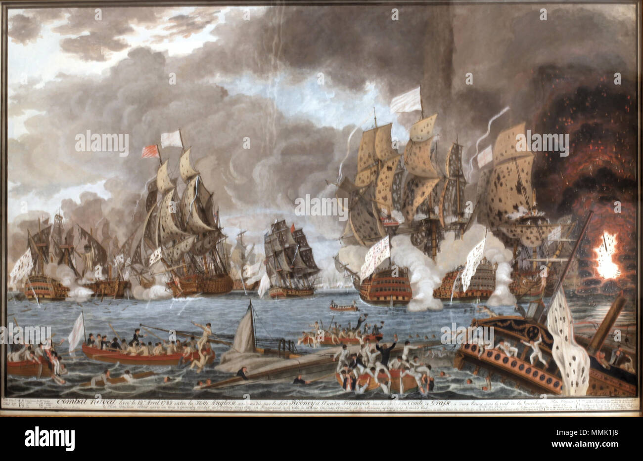 Anglais : bataille navale sur le 12 avril 1782 près de la Guadeloupe  (c.-à-d. Bataille des Saintes) . 1793. 12 avril 1782 Combat naval-Dumoulin-IMG  5481 Photo Stock - Alamy