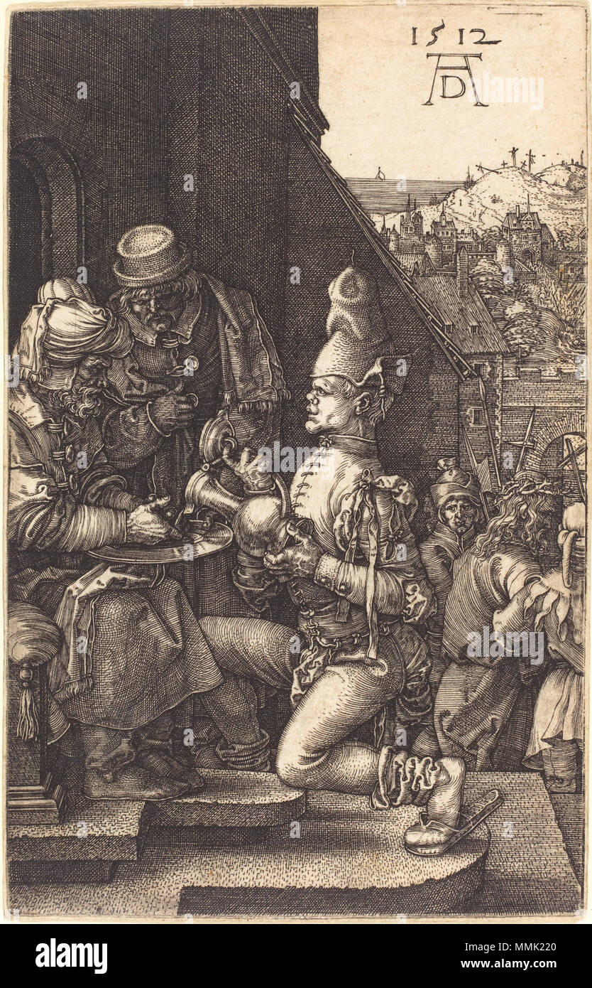 R-20101021-0044.jpg Albrecht Dürer (Allemand, 1471 - 1528 ), Pilate s'en lave les mains, 1512, gravure sur bois sur papier, Rosenwald Collection Albrecht Dürer - Pilate s'en lave les mains (NGA 1943.3.3508) Banque D'Images